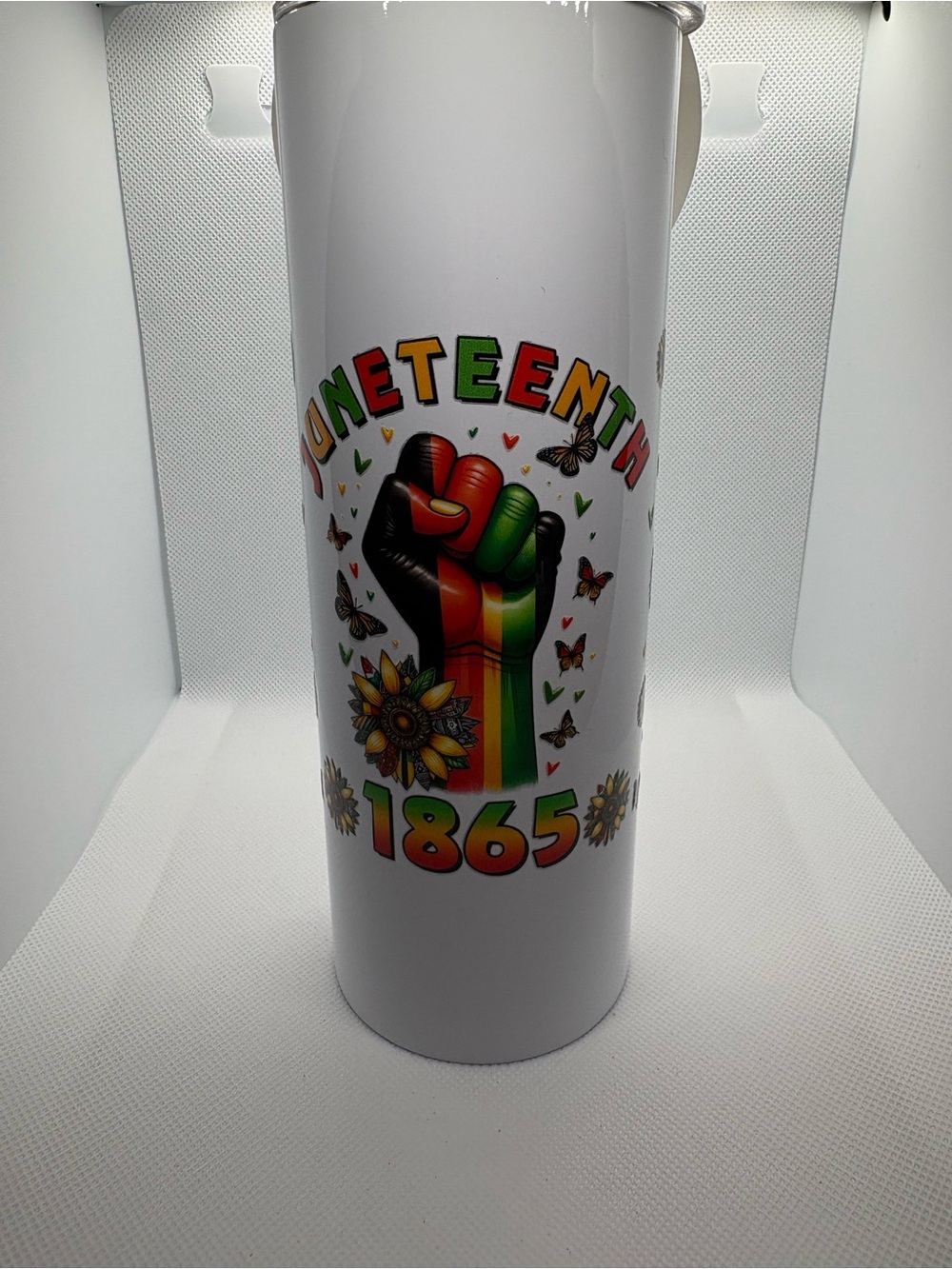 Juneteenth 1865 Stainless Steel Travel Tumbler - White